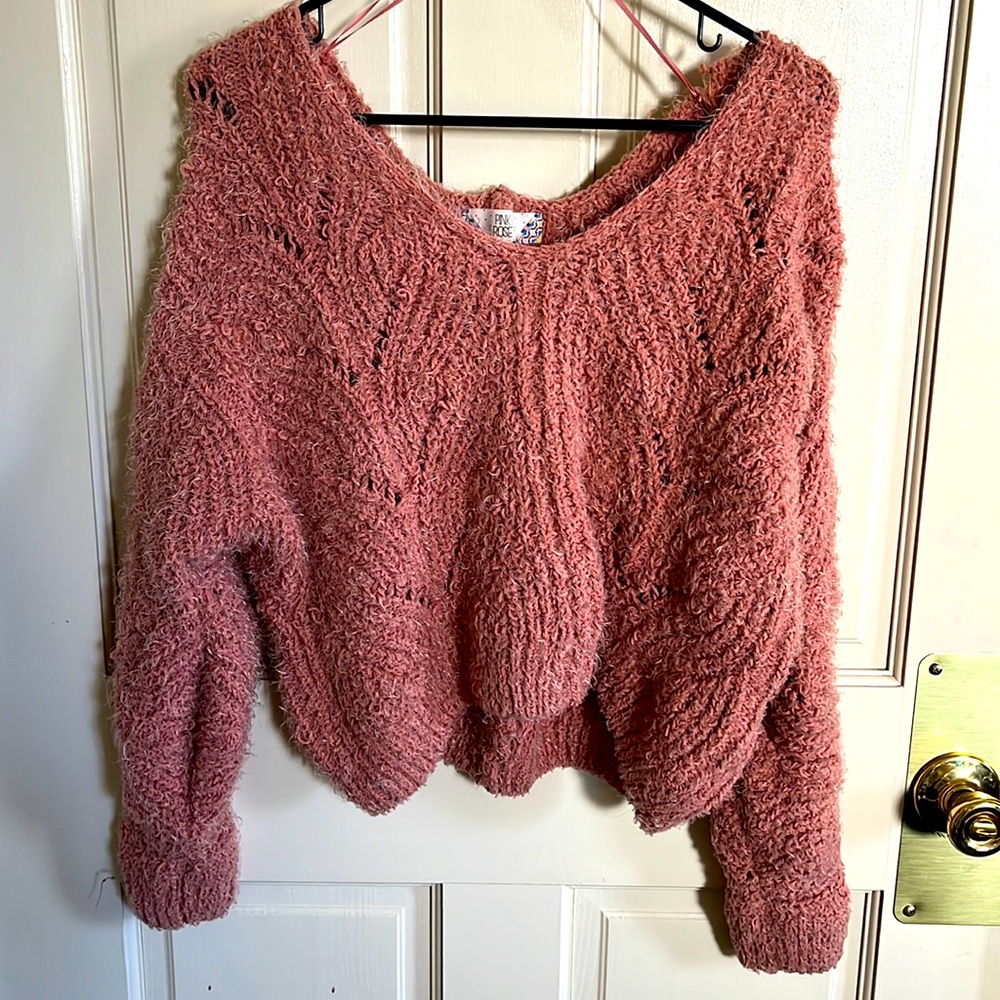 Pink Rose Shag Sweater